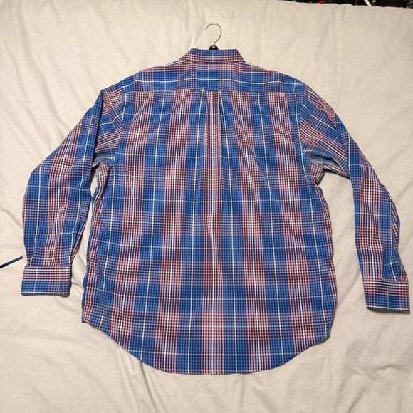 Izod Men's Casual Blue and Red Checkered Shirt - Picture 6 of 7